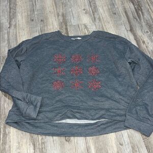 Gray and Red Patterned Women's Top